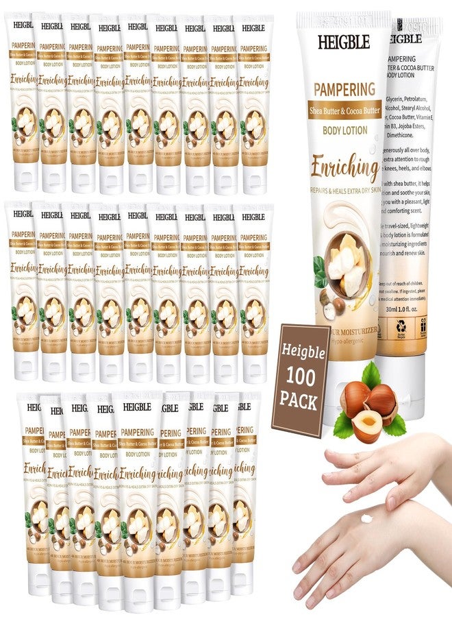Heigble 100 Pack Travel Size Body Lotion Shea Butter Cocoa Butter Body Cream 1 oz Dry Skin Moisturizer with Flip Cap for Extra Dry Skin, Inns, Hotels Resorts, Airlines, Offices, Gyms and More - Image 1